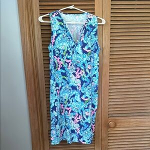 Lilly Pulitzer Vibrant Blue and Pink Midi Dress